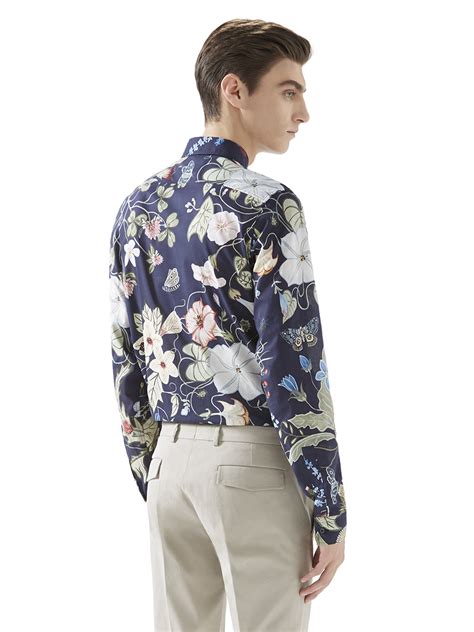 gucci flora knight-print cotton shirt|gucci cotton poplin shirt.